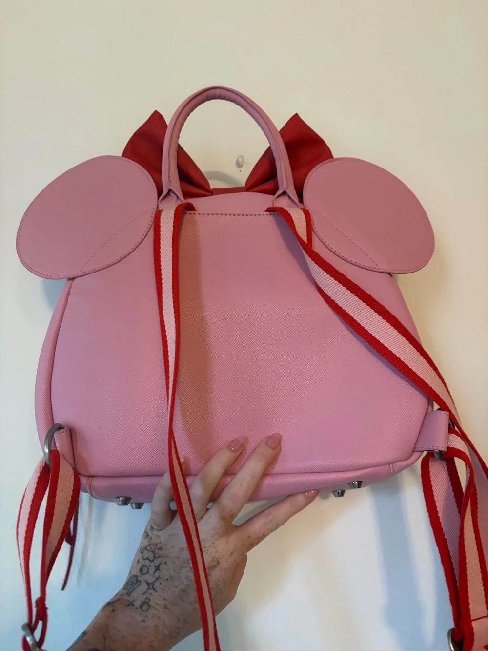 Freshly Picked Pink and Red Kids Bow Ear Backpack